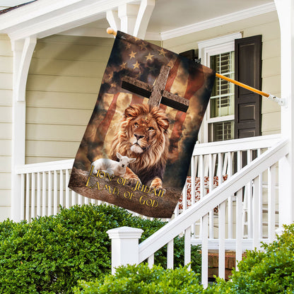 Lion of Judah, Lamb of God Cross American Flag 3 Day-Shipping 3-Day Shipping