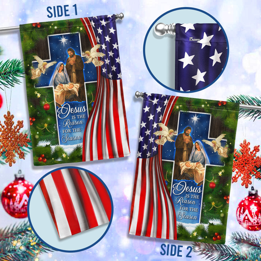 Nativity Of Jesus Christmas flags - Holy Family 'Jesus Is the Reason for the Season' Christmas Décor  - 3-Day Shipping