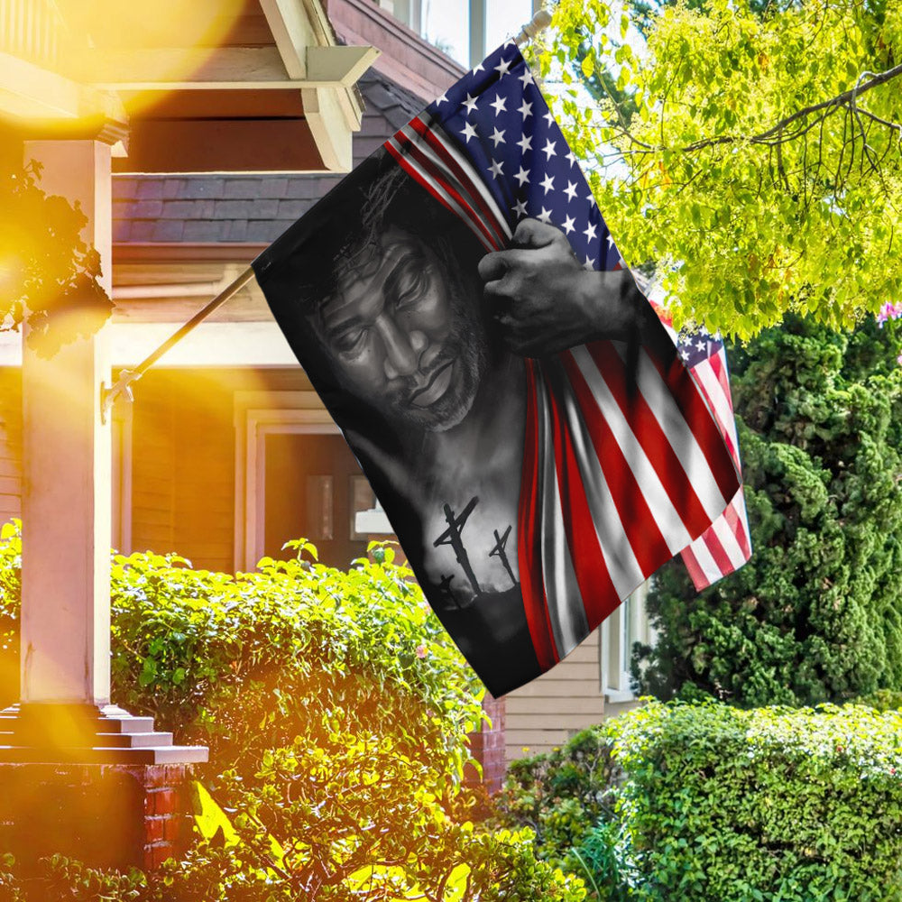 Jesus Flag Black Jesus American US Flag