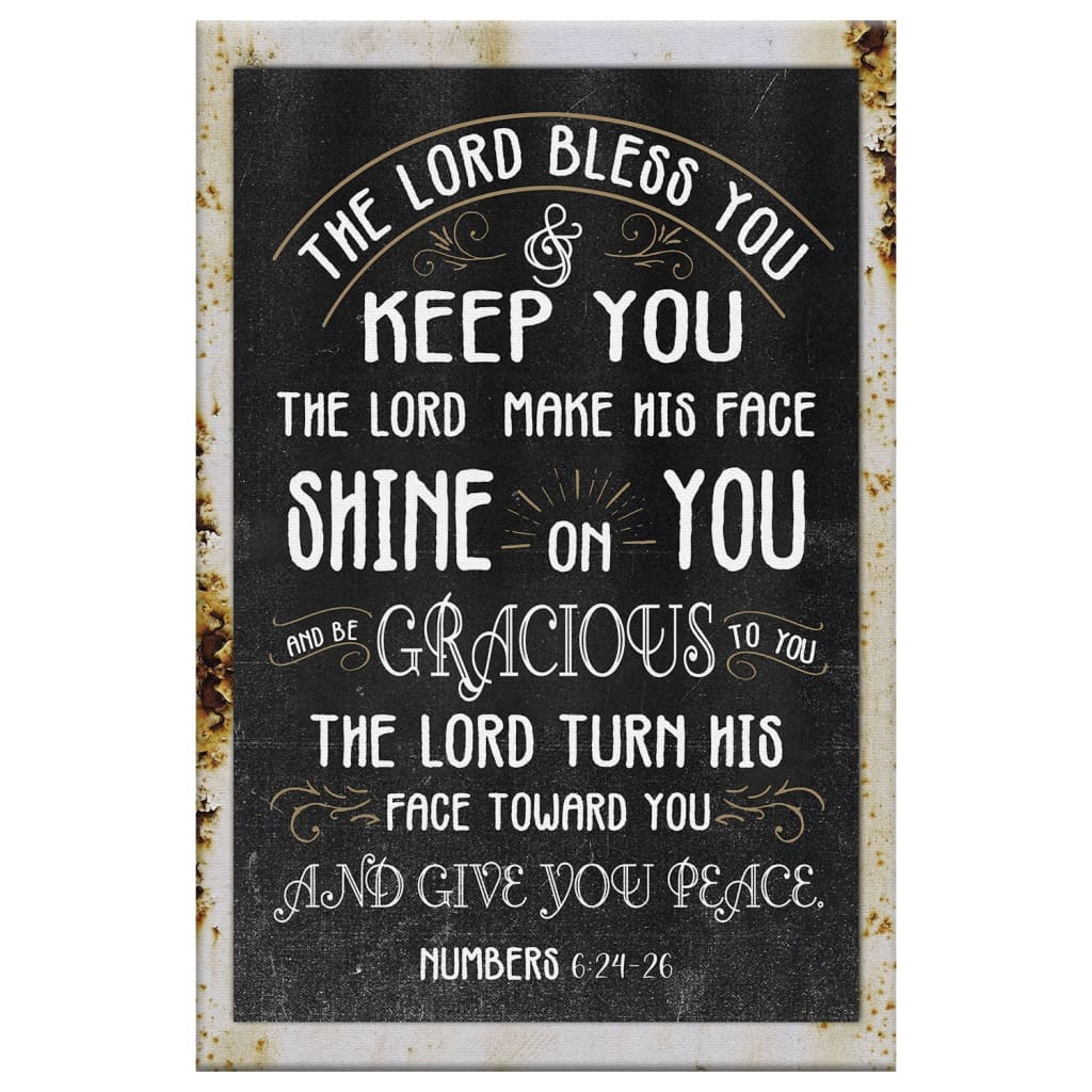 Numbers 6:24-26 The Lord Bless You And Keep You, Rustic Farmhouse, Wall Art Canvas