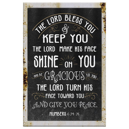 Numbers 6:24-26 The Lord Bless You And Keep You, Rustic Farmhouse, Wall Art Canvas