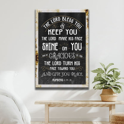 Numbers 6:24-26 The Lord Bless You And Keep You, Rustic Farmhouse, Wall Art Canvas