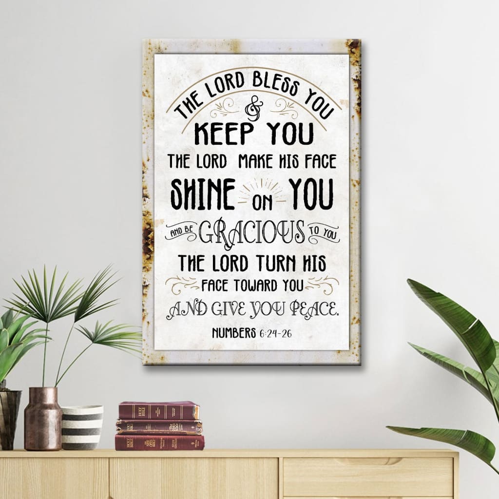 Numbers 6:24-26 The Lord Bless You And Keep You, Rustic Farmhouse, Wall Art Canvas