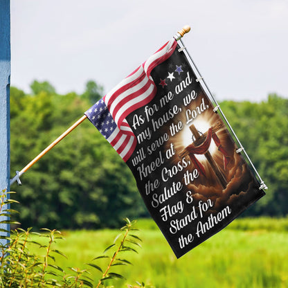 FLAGWIX  Jesus Cross American Flag As For Me And My House We Will Serve The Lord Flag 3-Day Shipping