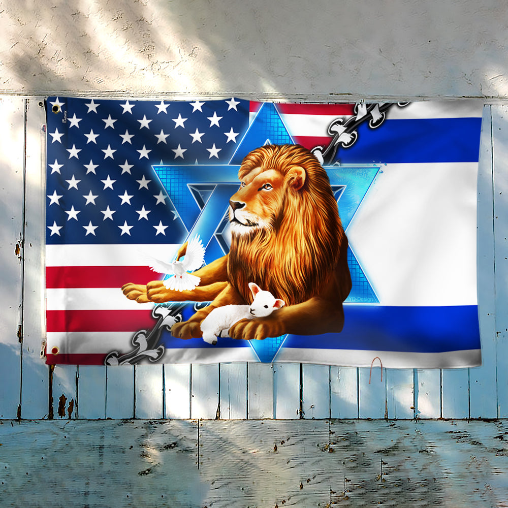 Jewish Israel, Lion Of Judah Israel American Grommet Flag