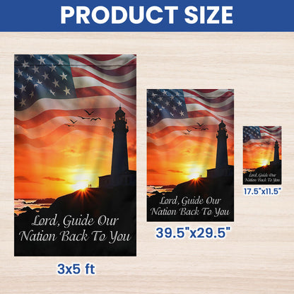Christian Jesus Lighthouse Flag Lord Guide Our  Nation Back To You Flag