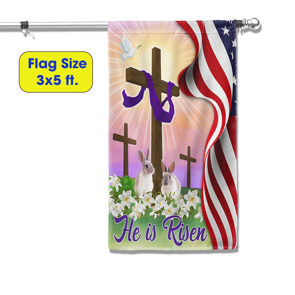 Easter Jesus Cross He Is Risen Flag