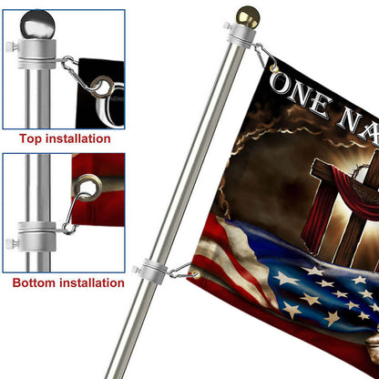 One Nation Under God. Christian Cross American Flag