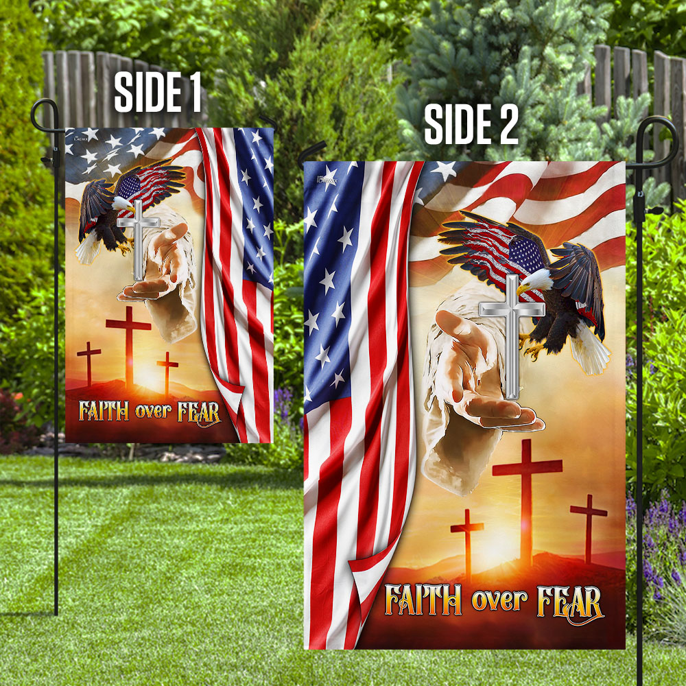 Faith Over Fear Jesus Cross Flag