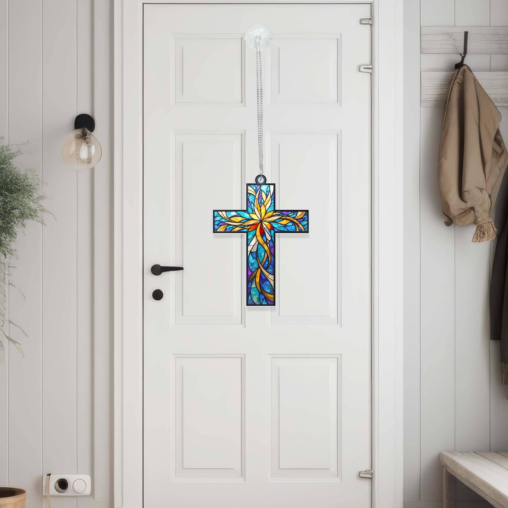 Christian Cross Suncatcher Hanging Sign