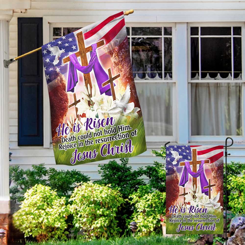 Easter Christian Flag He Is Risen Rejoice In The Resurrection Of Jesus Christ Flag