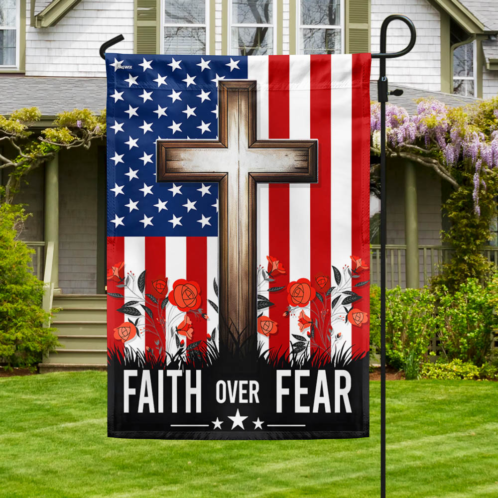 FLAGWIX  Christian Jesus Cross Faith Over Fear Flag