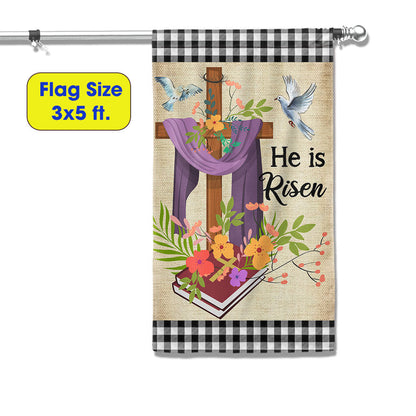 Easter Christian Cross Jesus Christ He Is Risen Flag