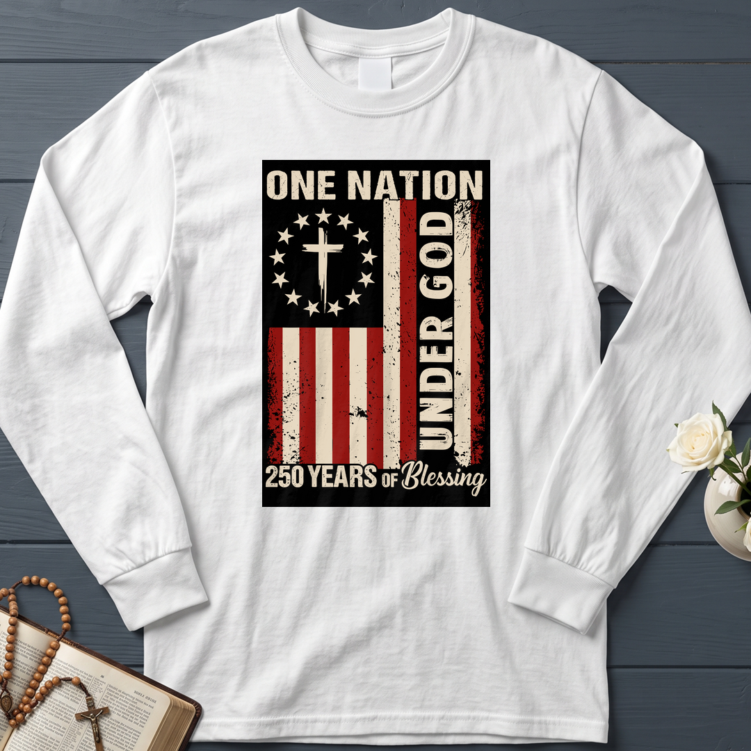 One Nation Under God 250 Years of Blessing 1776 2026 Patriotic Flag (1)