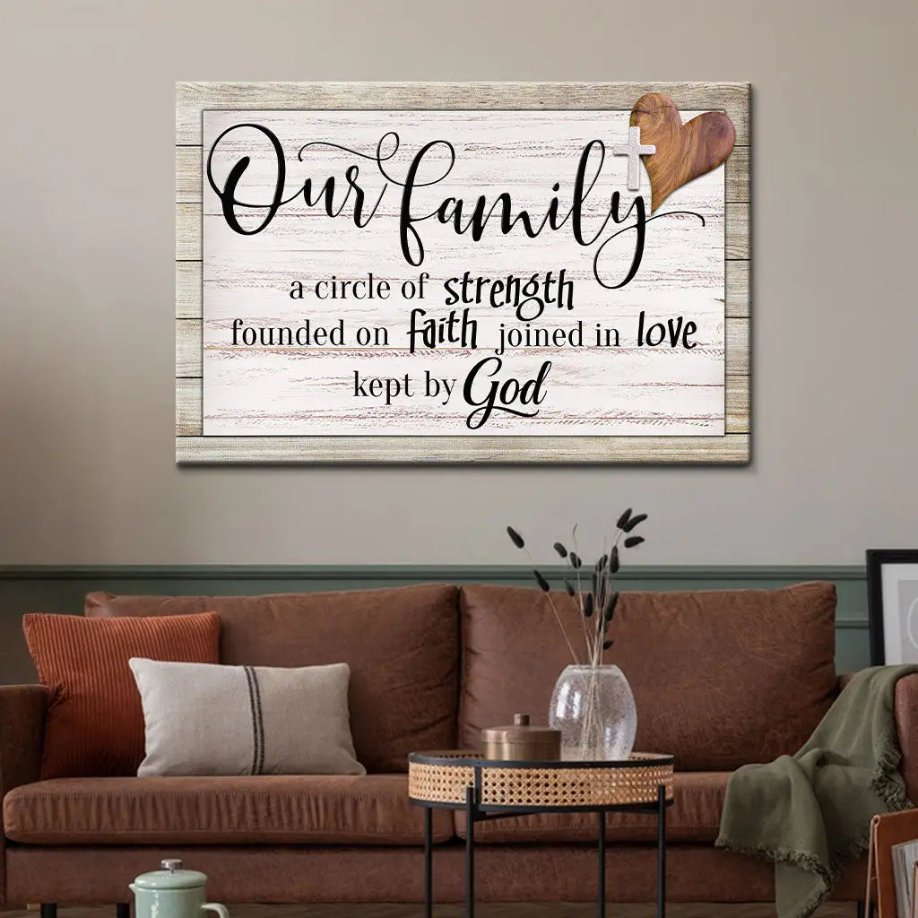 Our Family A Circle Of Strength Christian Family Wall Art Canvas