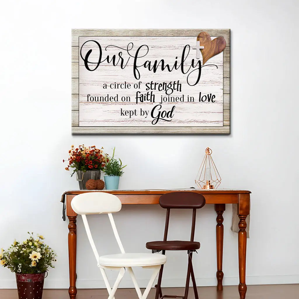 Our Family A Circle Of Strength Christian Family Wall Art Canvas