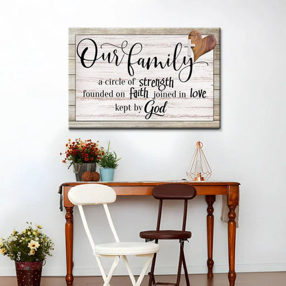 Our Family A Circle Of Strength Christian Family Wall Art Canvas