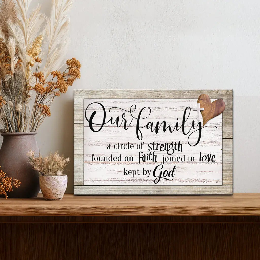 Our Family A Circle Of Strength Christian Family Wall Art Canvas