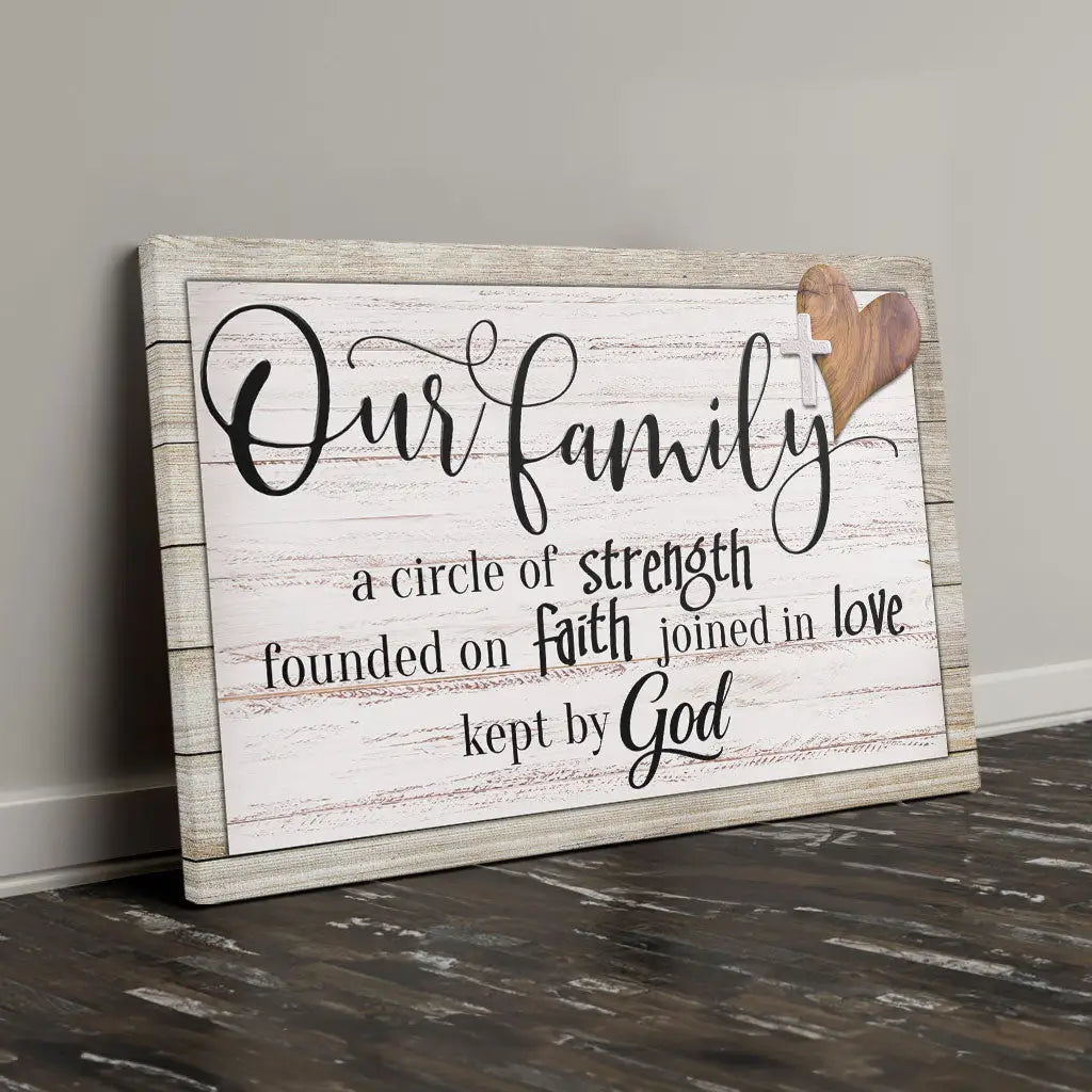 Our Family A Circle Of Strength Christian Family Wall Art Canvas