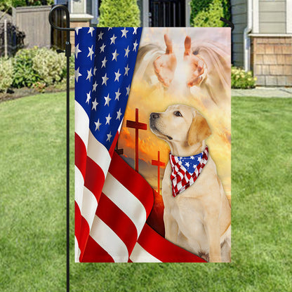 Yellow Lab Flag Labrador Retriever dog And Jesus US Flag