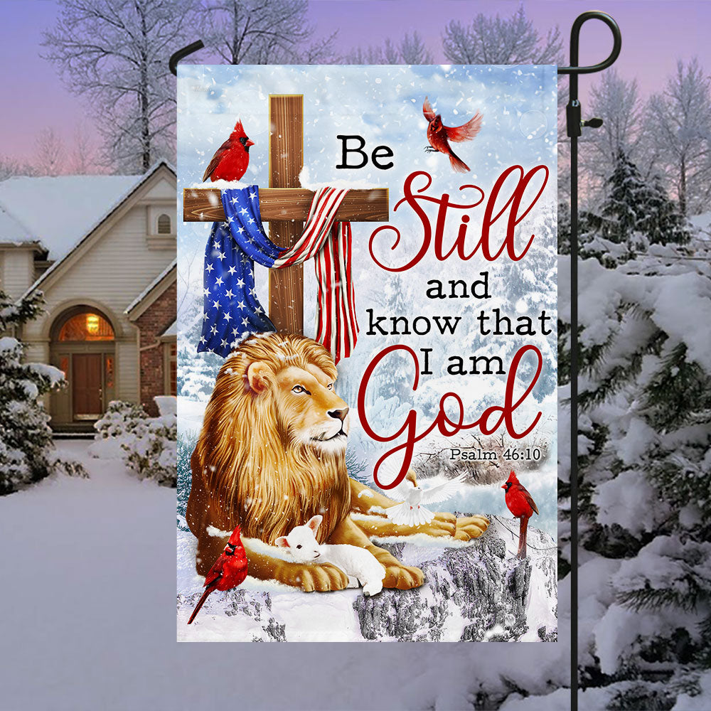 Be Still And Know That I Am God Lion of Judah Christmas Flag