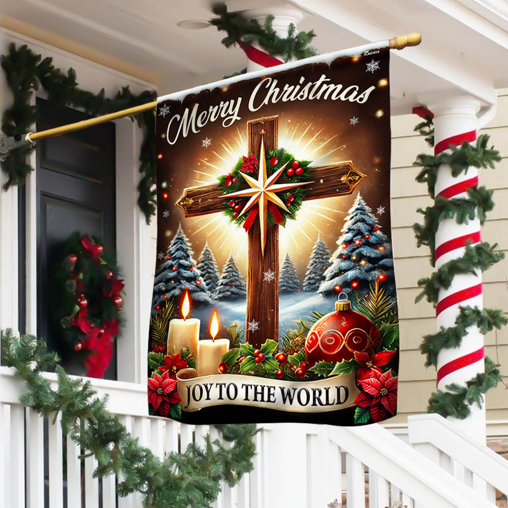 Christian Cross Christmas Flag Joy To The World Jesus Christ Flag