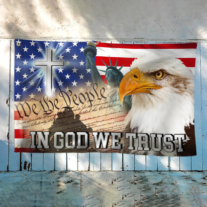 In God We Trust, We The People, Christian Cross American Eagle Flag