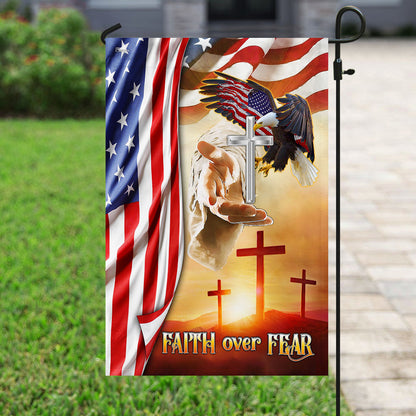 Faith Over Fear Jesus Cross Flag