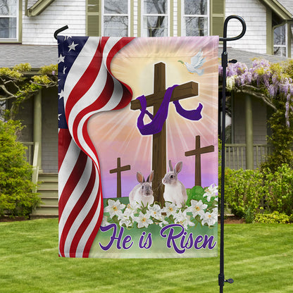 Easter Jesus Cross He Is Risen Flag