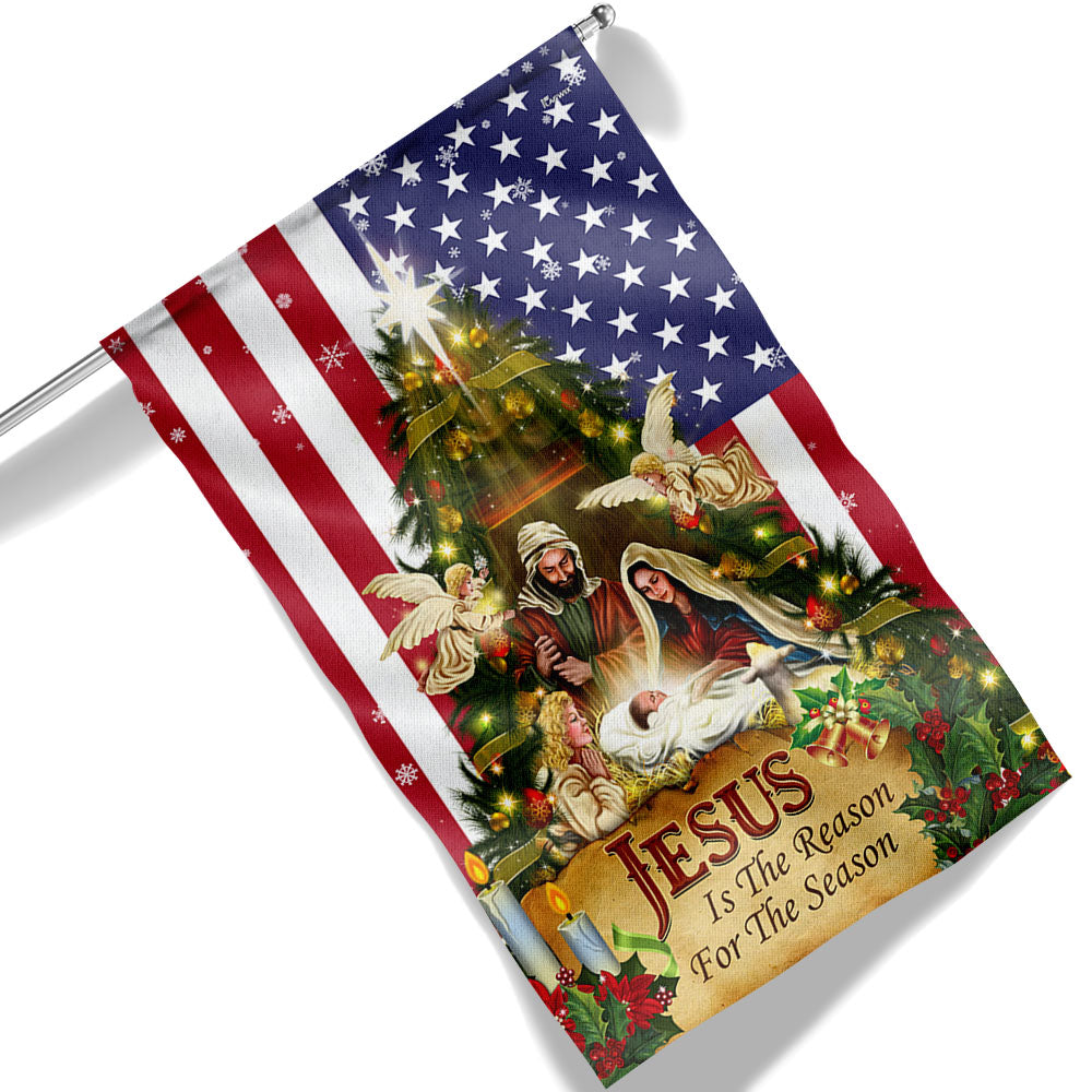 Nativity of Jesus Holy Family Jesus Is The Reason For The Season Flag