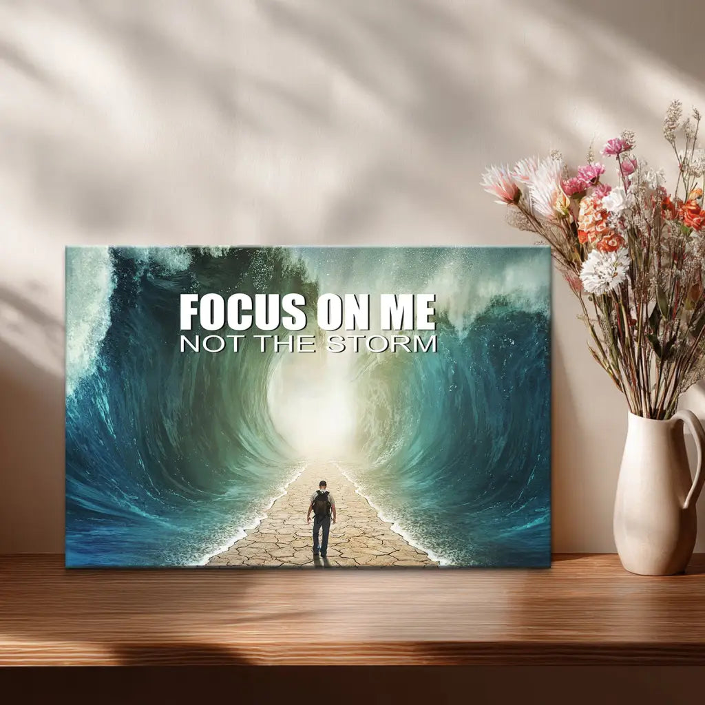 Focus On Me Not The Storm, Parting of the Red Sea, Christian Wall Art Canvas