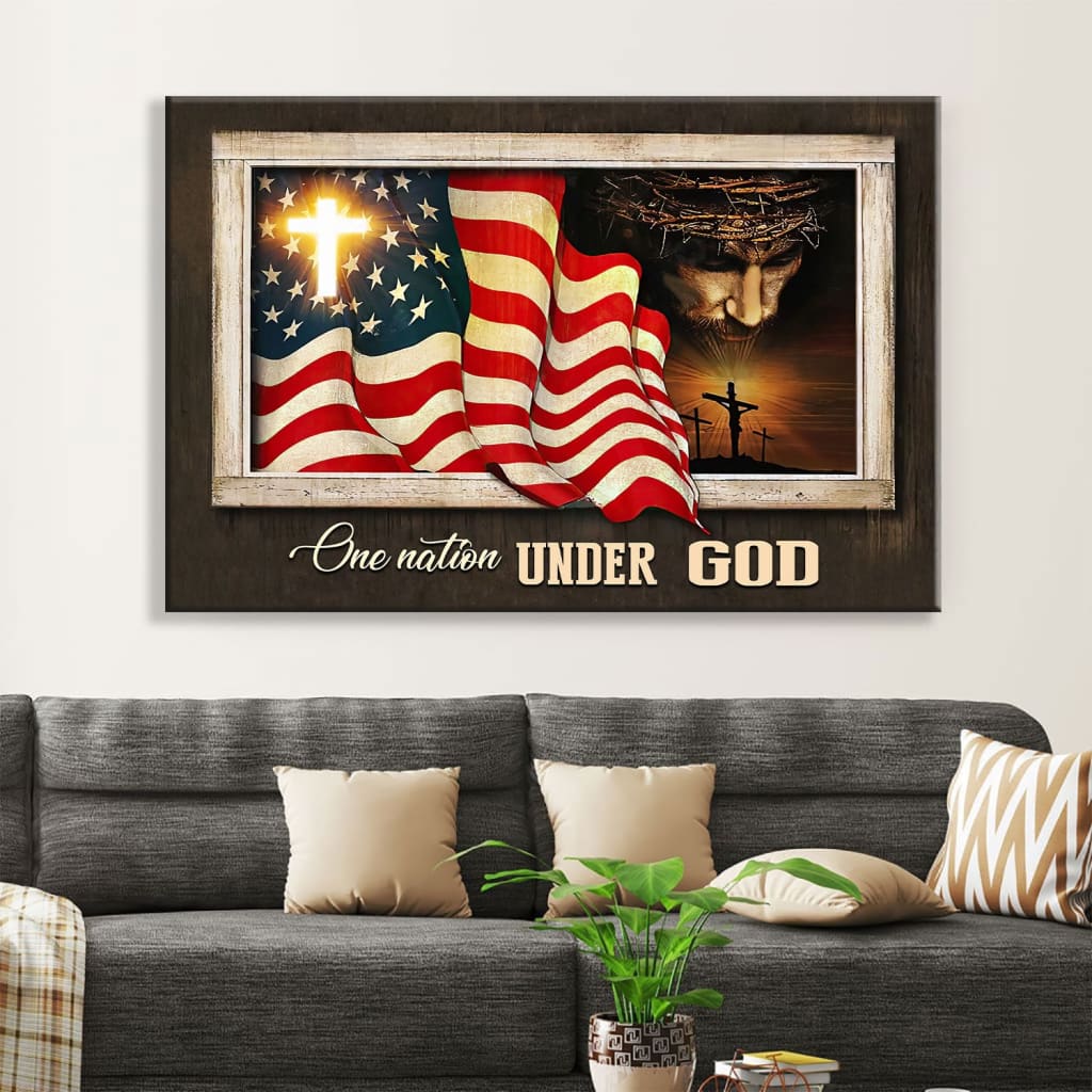 Patriotism Christian, One Nation Under God Wall Art Canvas
