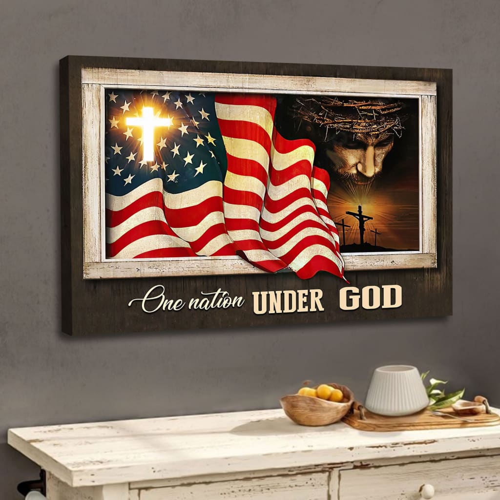 Patriotism Christian, One Nation Under God Wall Art Canvas