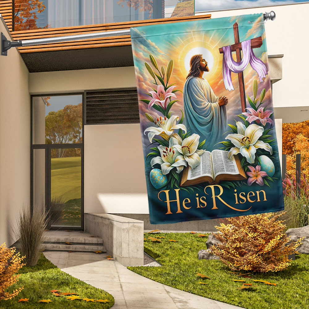 FLAGWIX  Christian Cross Jesus Easter Day He Is Risen Flag