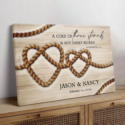 Personalized, A Cord Of Three Strands Is Not Easily Broken Ecclesiastes 4:12, Wall Art Canvas