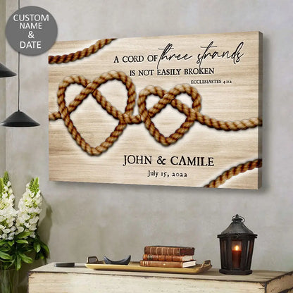 Personalized, A Cord Of Three Strands Is Not Easily Broken Ecclesiastes 4:12, Wall Art Canvas