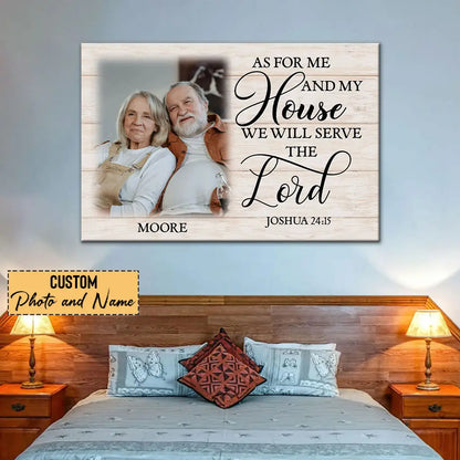 Personalized, As for Me and My House Joshua 24:15, Custom Family Name & Photo, Wall Art Canvas