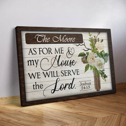 Personalized 'As For Me And My House, We Will Serve The Lord' Wall Art Canvas With Custom Family Name