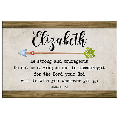 Personalized 'Be Strong and Courageous Joshua 1:9' Wall Art Canvas With Custom Name