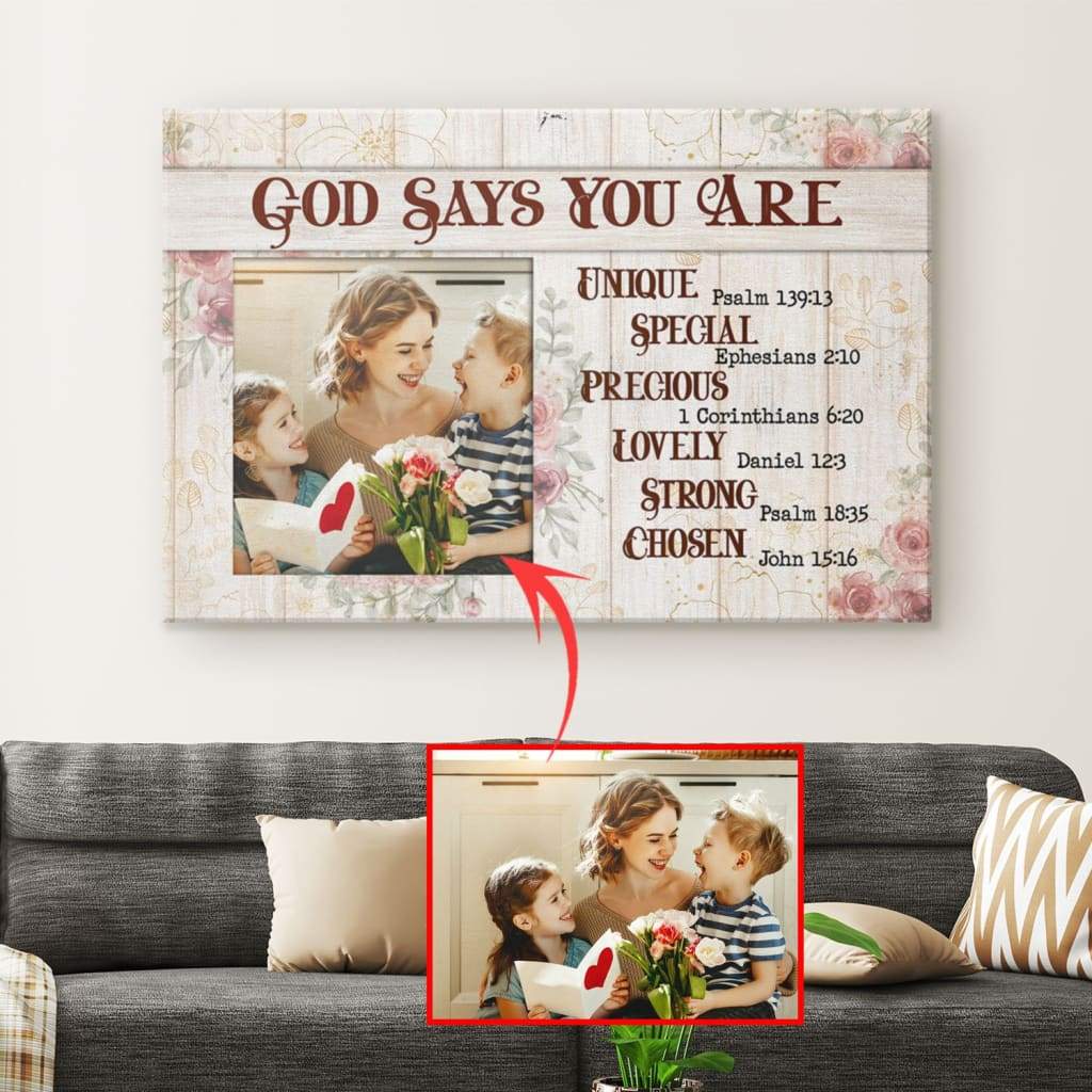Personalized "God Says You Are" Christian Wall Art Canvas With Custom Photo