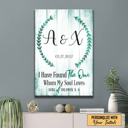 Personalized 'I Have Found the One Whom My Soul Loves' Wall Art Canvas With Custom Initials and Date