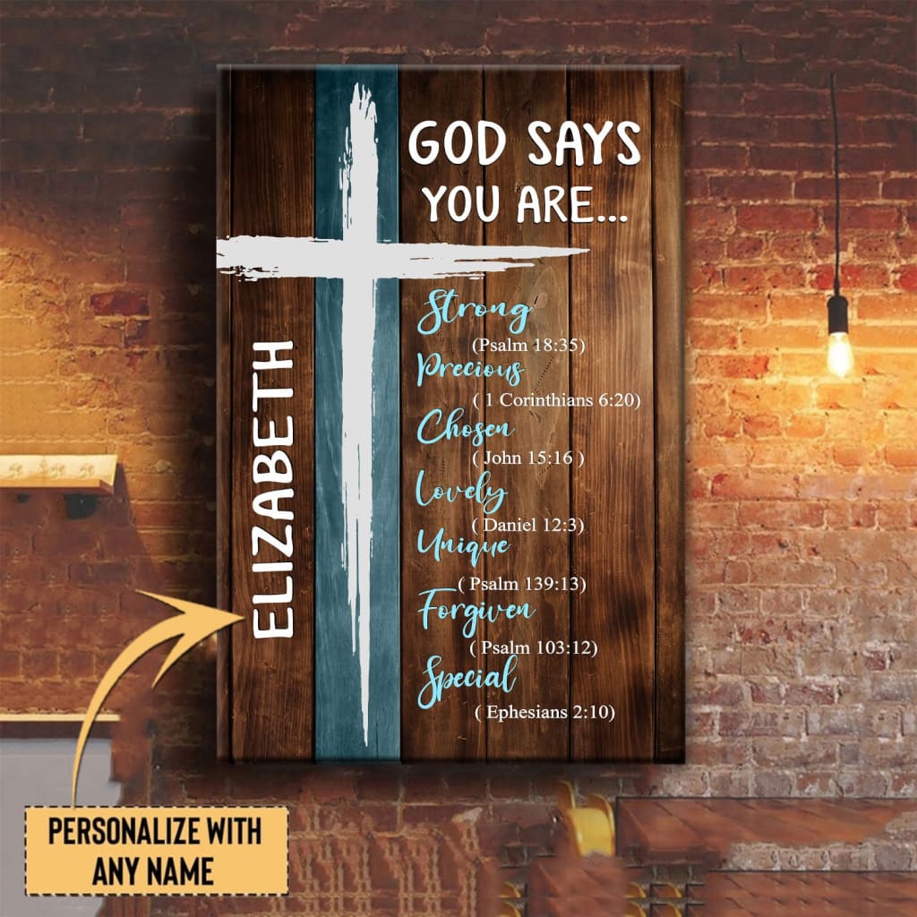 Personalized, God Says You Are Wall Art Canvas With Custom Name