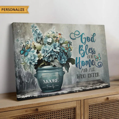 Personalized, God Bless Our Home, Family Name Wall Art Canvas Print