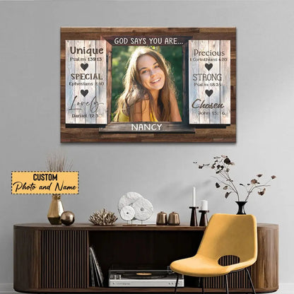 Personalized, God Says You Are, Wall Art Canvas With Custom Photo & Name
