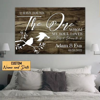Personalized 'I Have Found The One Whom My Soul Loves' Wall Art Canvas with Name and Date
