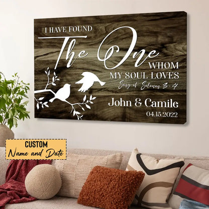 Personalized 'I Have Found The One Whom My Soul Loves' Wall Art Canvas with Name and Date