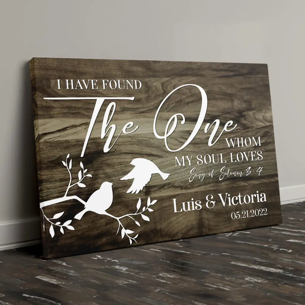 Personalized 'I Have Found The One Whom My Soul Loves' Wall Art Canvas with Name and Date