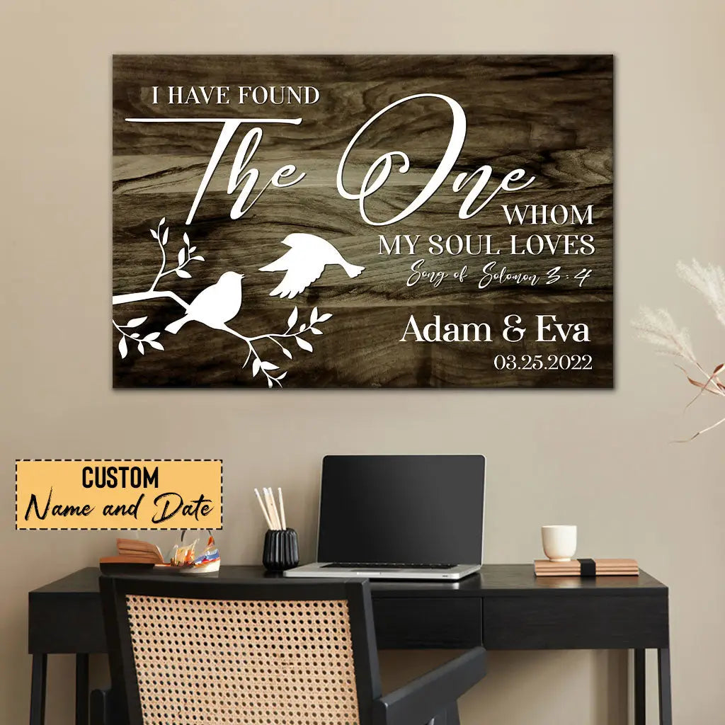 Personalized 'I Have Found The One Whom My Soul Loves' Wall Art Canvas with Name and Date