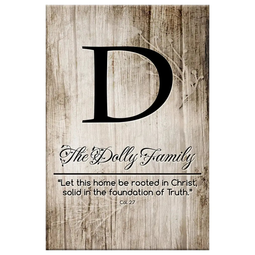 Personalized 'Let This Home Be Rooted in Christ' Wall Art Canvas with Custom Family Name & Initial