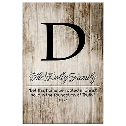 Personalized 'Let This Home Be Rooted in Christ' Wall Art Canvas with Custom Family Name & Initial